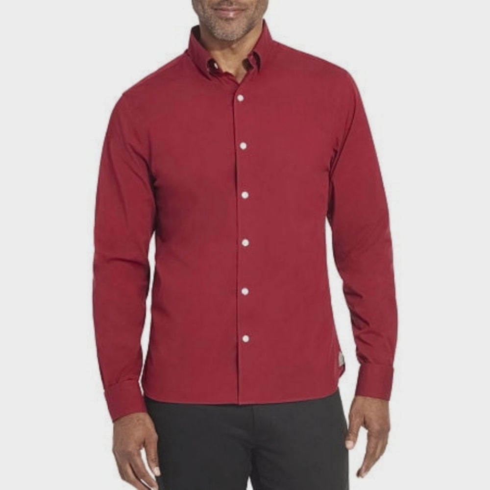 VAN HEUSEN Never Tuck Slim Fit button down woven shirt NWT